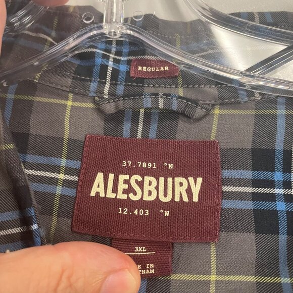 ALESBURY Men's Plaid Button Up Shirt Long Sleeve Gray/Multi Size 3XL - Picture 9 of 9